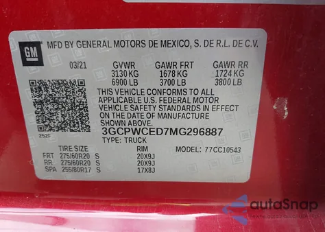 2021 Chevrolet Silverado 1500 2Wd Short Bed Lt from USA, damaged, VIN 3GCPWCED7MG296887